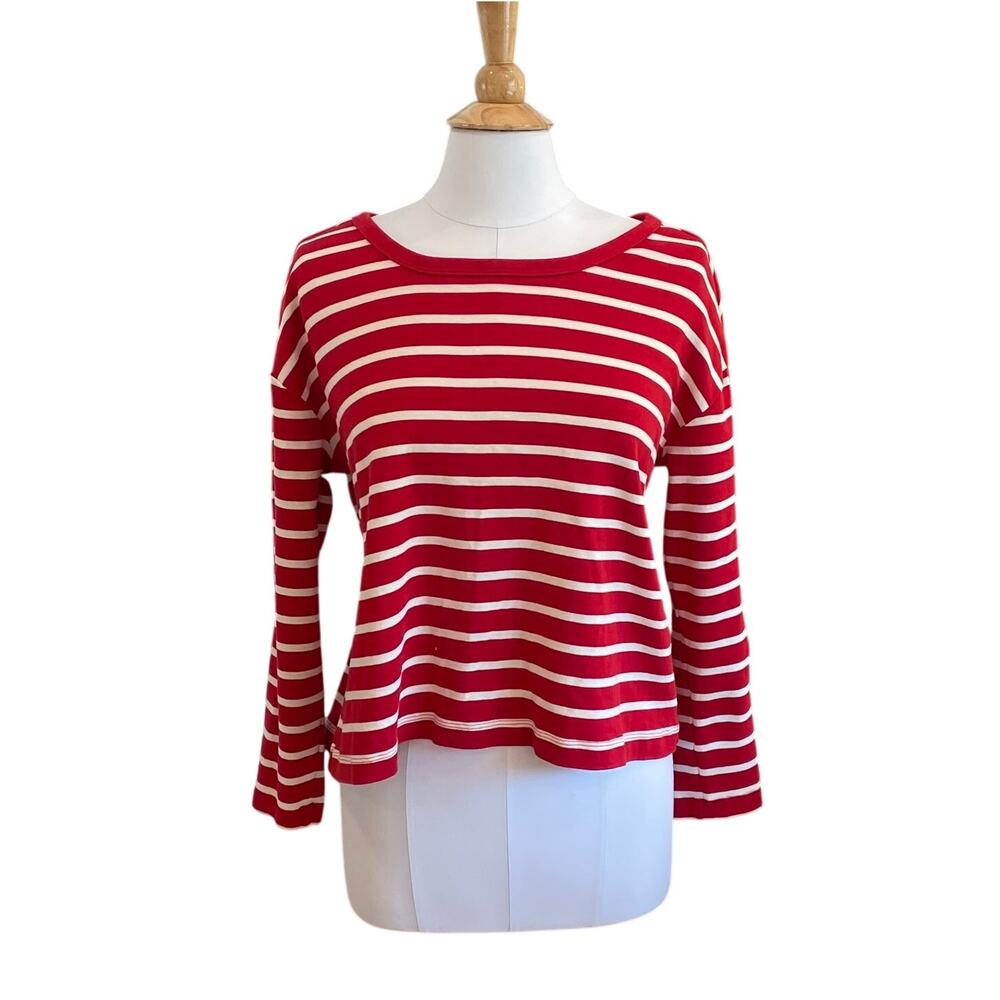 Hanna Andersson Womens Organic Cotton Red Stripe Long Sleeve T-Shirt, M
